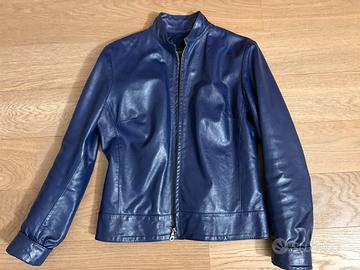 Giubbotto pelle blu donna