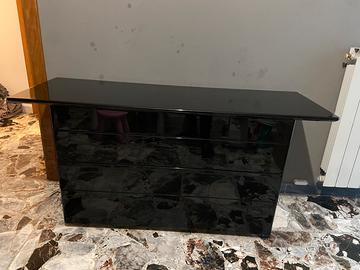 cassettiera nero lucida