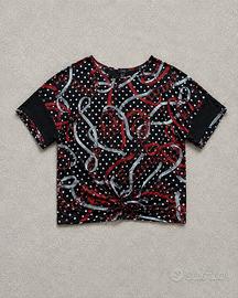 OVS Blusa Donna Catene e Pois Nero Rosso L