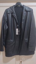 GIACCA IN PELLE NERA UNISEX TAGLIA XXXL NUOVA