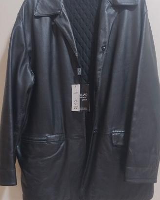 GIACCA IN PELLE NERA UNISEX TAGLIA XXXL NUOVA