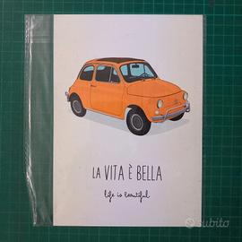 stampa poster Fiat 500 vintage formato A5