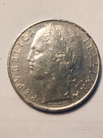 100 lire 1956 con difetto di conio