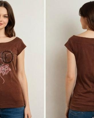 T-shirt Diesel Vintage Marrone – Scollo a Barca co