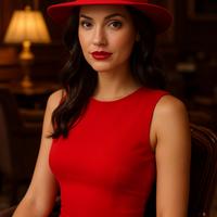 Cappello Fedora rosso tg 57 vintage feltro donna