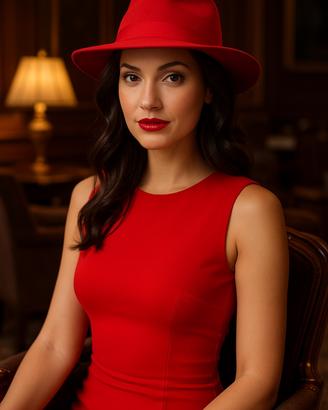 Cappello Fedora rosso tg 57 vintage feltro donna