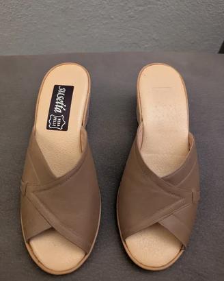 Ciabatte Zatteroni Susetta Cuoio e Sughero Beige