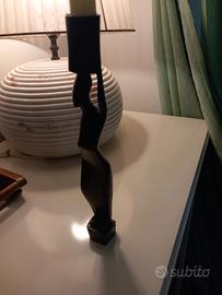 porta candele in legno africano