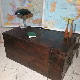 vintage design baule legno vetrina arredamento 