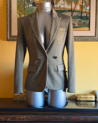 Blazer nero spigato in argento