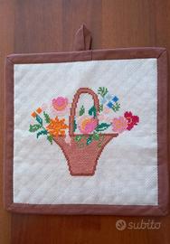 Coppia presine ricamo punto croce