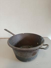 Antico Calderone Pentolone Pentola Vintage 28 cm