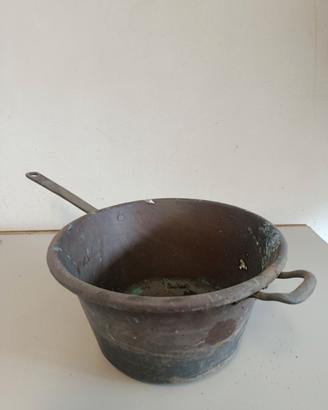 Antico Calderone Pentolone Pentola Vintage 28 cm