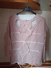 maglietta copri costume in cotone righine T.L