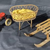 Triciclo Giordani, slitta in legno, culla in Vimin