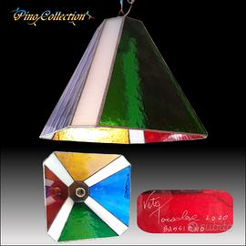 LAMPADARIO VETRO tecnica Tiffany FIRMATO