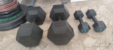 Coppia manubri esagonali 35 kg e 5 kg gommati pesi
