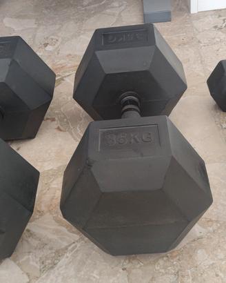 Coppia manubri esagonali 35 kg e 5 kg gommati pesi