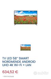 smart tv 58 pollici 4k uhd 
