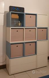 mobile/libreria a cubi componibili bianca e blu