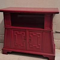 Mobiletto porta TV smaltato rosso