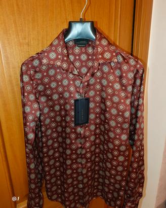 Camicia da uomo a maniche lunghe motivo geometrico