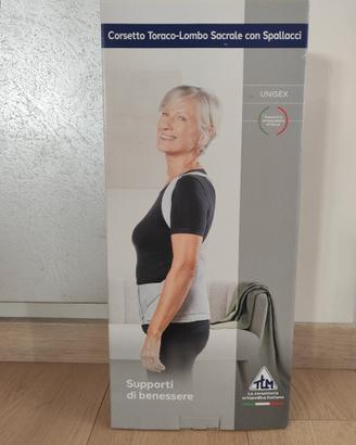 Busto dorso-lombare stoffa + stecche con spallacci