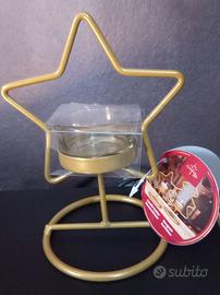 Portacandele in metallo dorato a forma di ste