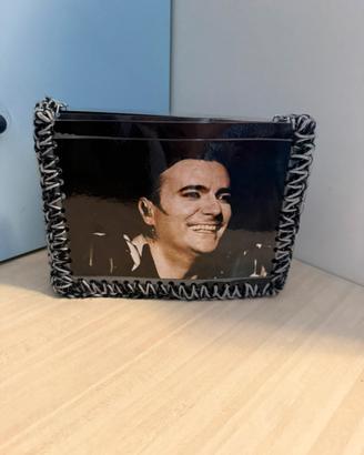 Borsa lavorata a mano con Renato Zero bamca/nera