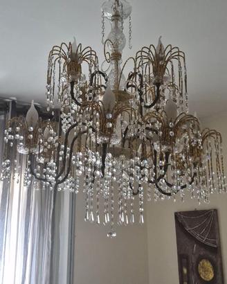 Lampadario 12 braccia canna di fucile e oro