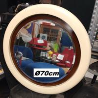 specchio decò rotondo cornice legno anni 80