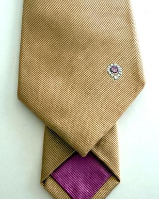 Bulgari Bvlgari Cravatta Tie 7 Pieghe Seta Oro