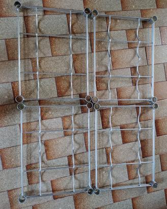 4 ripiani  portabottiglie in acciaio cromato