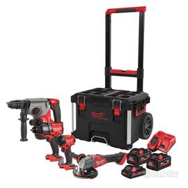 Set 4 utensili + 3 batterie + trolley  Milwaukee