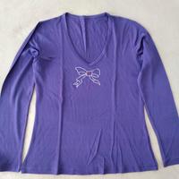 maglietta scollo a V colore viola