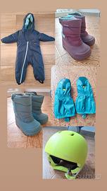 casco tuta guanti doposci