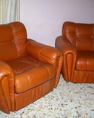 Poltrone e divano in pelle