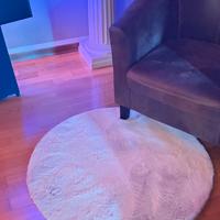 tappeto rotondo morbido effetto peluche beige