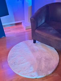 tappeto rotondo morbido effetto peluche beige