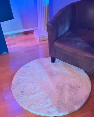 tappeto rotondo morbido effetto peluche beige