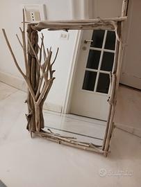 specchio cm 35x45 con legni di mare