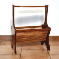 portariviste anni 80', in legno e paglia Vienna 