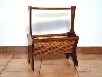 portariviste anni 80', in legno e paglia Vienna 