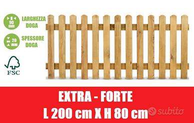 Steccato in Legno di Pino con Doghe  L 200cmxH80cm