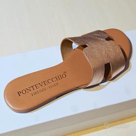 sandali oro  vera pelle pontevecchio Firenze 
