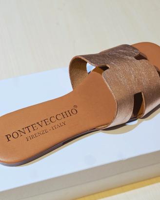 sandali oro  vera pelle pontevecchio Firenze 