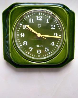 OROLOGIO PARETE PHILIPS ANNI 70 HR QUARTZ VERDE
