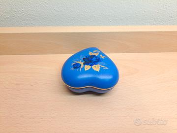Contenitore/ portagioie Dino blu e oro a cuore