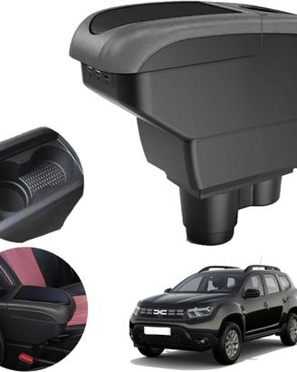 Bracciolo Per Dacia Duster I 2010-2015: Con Vano Portabevande E Ricarica USB, Pelle Nera, Montaggio Originale