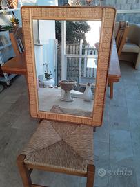 Specchio con cornice in bambù